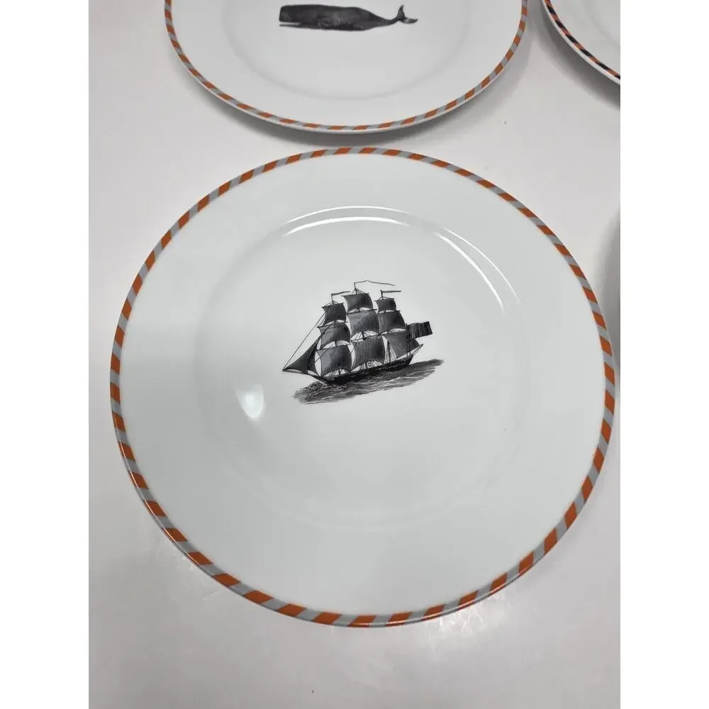 Pottery Barn Nantucket Nautical Glazed Stoneware Salad Plates 9